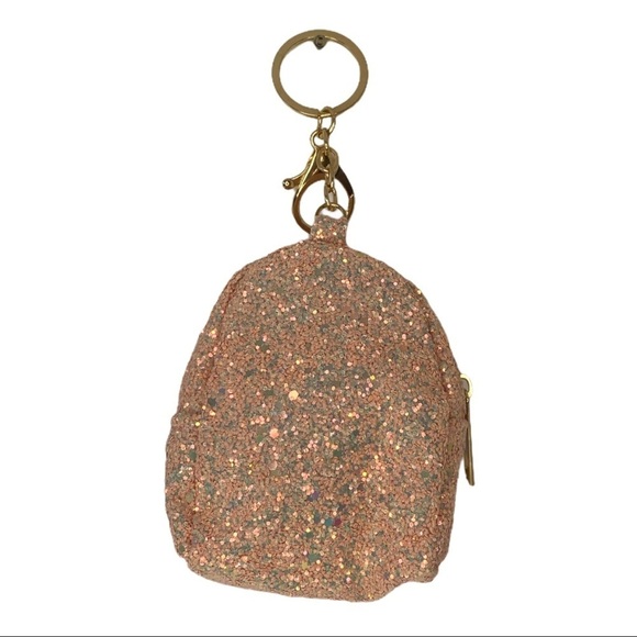 GLITTER UNICORN MINI BACKPACK COIN PURSE CHARM KEYCHAIN PINK - Picture 4 of 5